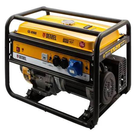 Генератор бензиновый DENZEL GE 8900, 8.5 кВт, 220 В/50 Гц, 25 л, ручной старт