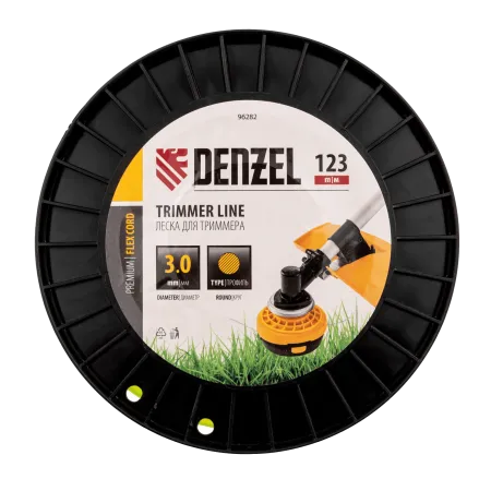 Леска для триммера DENZEL 96282 круглая, 3,0мм х 123м, на DIN катушке FLEX CORD
