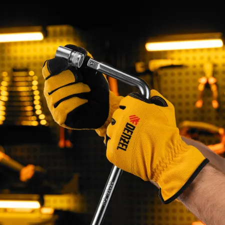 Вороток Г-образный DENZEL 375*100 мм, квадрат 1/2", CrV, матовый хром