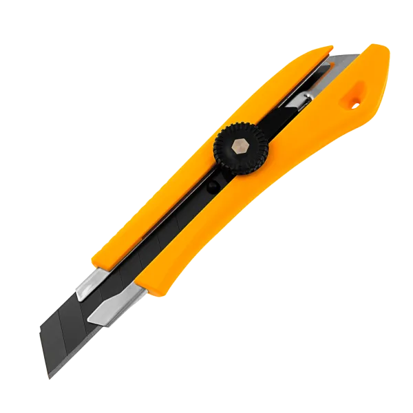 Нож DENZEL 18 мм, сменное лезвие, SK4, метал. направляющая, винтовой фиксатор