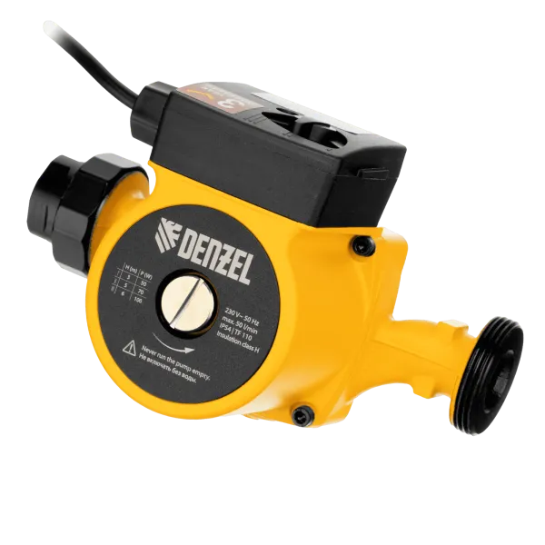 Циркуляционный насос DENZEL CP25-6, напор 6 м, 50 л/мин, 1 м кабель, монт. длина 180 мм