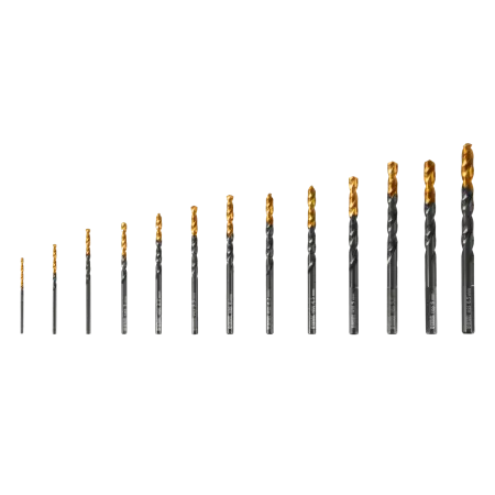 Набор сверл по металлу DENZEL 1,5-6,5 мм, HSS-Tin, Golden Tip, 13 шт