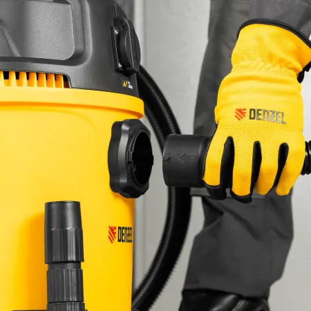 Пылесос строительный DENZEL RVC20, 1400 Вт, бак 20 л, шланг 3 м, розетка с автосинхр.