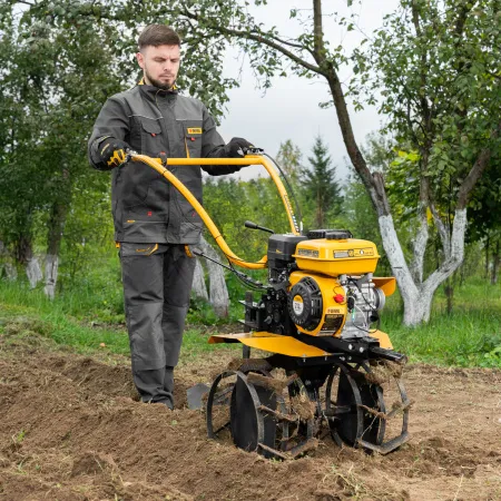 Мотоблок DENZEL DPT-370S, 7 л.с., ремен.сцеп, фрез 3х4, ШОМ, передачи 3В/1Н