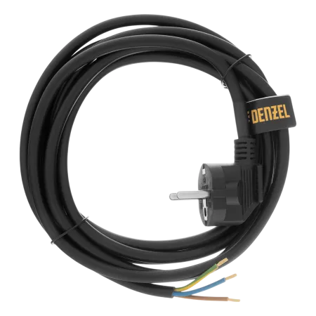 Шнур сетевой Energy Series DENZEL, ПВС, 3 м, 3 x 1,5 мм, с неразборной вилкой, черный