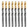 Сверло по металлу DENZEL 9 мм, HSS-Tin, Golden Tip, 8 шт.