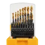 Набор сверл по металлу DENZEL 1-10 мм, HSS-Tin, Golden Tip, 19 шт
