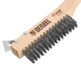 Щетка зачистная 4-х рядная DENZEL, проволока из нержавеющей стали с деревянной ручкой скребок, EFP