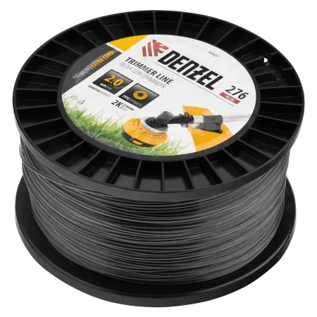 Леска для триммера DENZEL двухкомпонентная круглая, 2,0мм х 276м, на DIN катушке EXTRA CORD