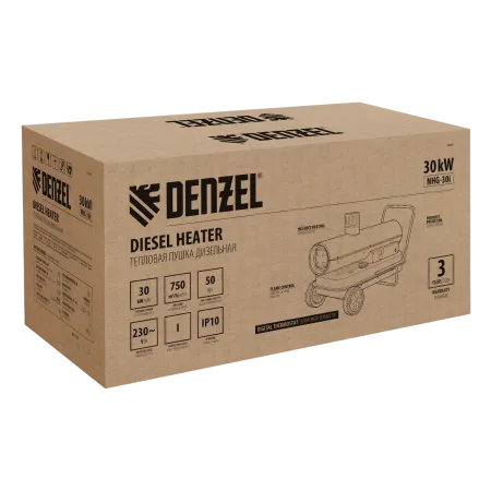 Дизельная тепловая пушка DENZEL NHG-30i, 30 кВт, 750 м3/ч, непрямой нагрев, цифровой термостат
