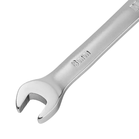 Ключ комбинированный трещоточный DENZEL, 8 мм, CrV, матовый хром