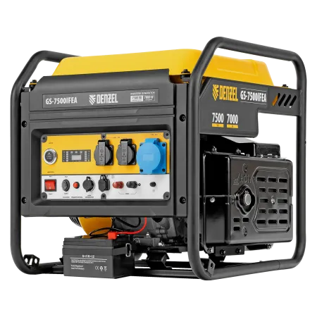 Генератор инверторный DENZEL GS-7500iFEA, 7,5 кВт, 230 В, открытый корпус, электростартер, ATS
