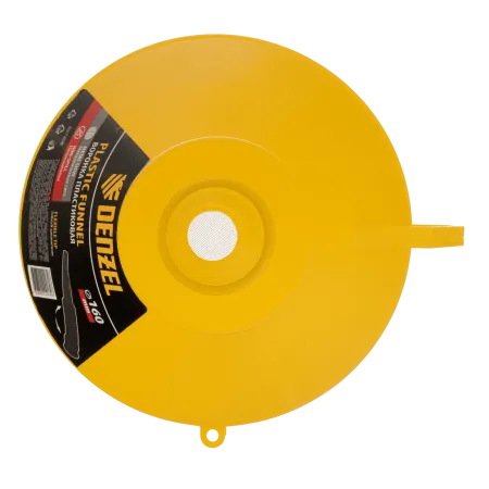 Воронка пластиковая DENZEL 160 мм с металлическим ситом, непроливайкой и гибким наконечником