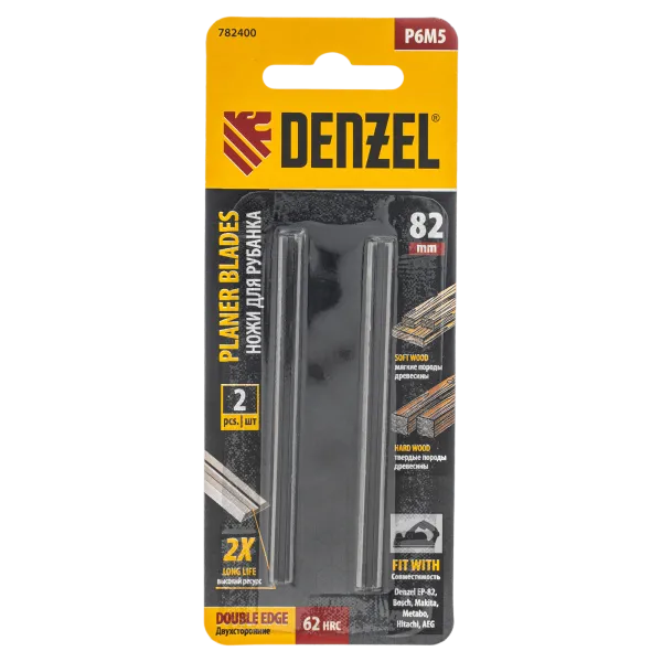 Ножи для эл. рубанка DENZEL Р6М5, 82мм, 2шт