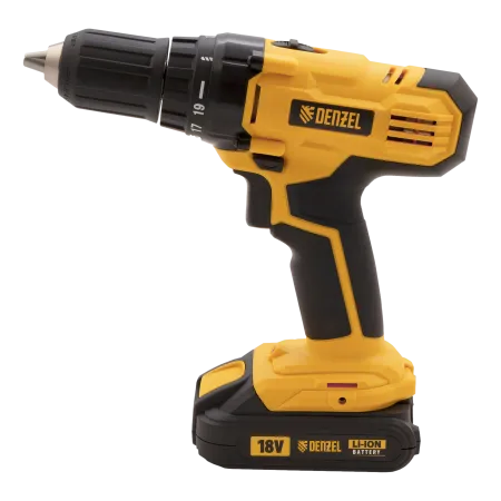 Аккумуляторная дрель-шуруповерт DENZEL CDL-IB-18-02, 18 В, Li-Ion, 2 x 1.5 Ач