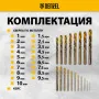 Набор сверл по металлу DENZEL, 1-10 мм, Р6М5К8-TiN, Golden Tip, 19 шт