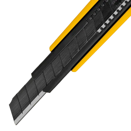 Нож DENZEL 9 мм, сменное лезвие, SK4, алюминиевый корпус, торцевой зажим