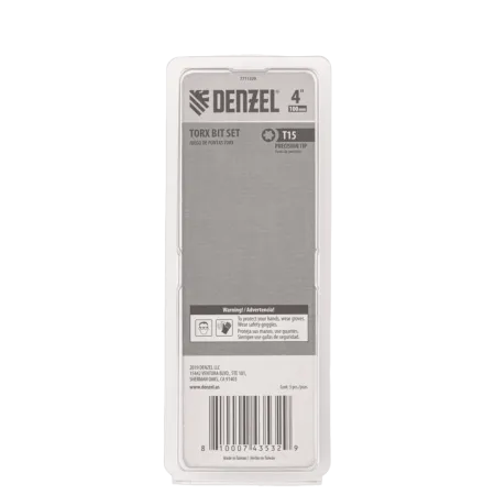 Набор бит DENZEL T15x100 мм, 5 шт.