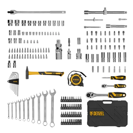 Набор инструментов DENZEL 1/2", 1/4", CrV, S2, пластиковый кейс, 194 предмета