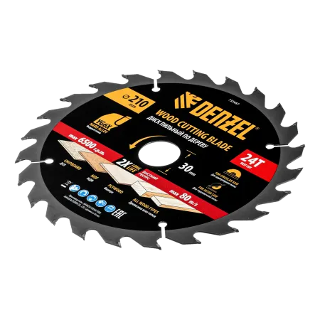Пильный диск по дереву DENZEL ф210 х 30 мм, 24 зубьев