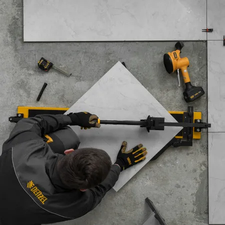 Плиткорез рельсовый DENZEL 1000х16мм, каретка на подш., стальная станина, усил. рукоятка-пенал