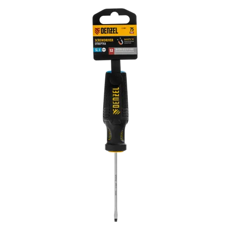 Отвертка DENZEL SL3х75 мм, S2, 3к рукоятка