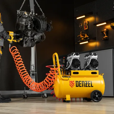 Компрессор безмасляный, малошумный DENZEL DLS 1500/50, 1500 ВТ, 2x750, 50 л, 260 л/мин