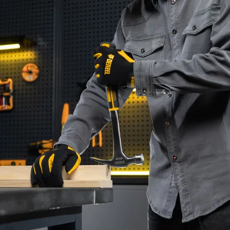 Молоток-гвоздодер DENZEL 450 г, цельнометаллический, двухкомпонентная рукоятка