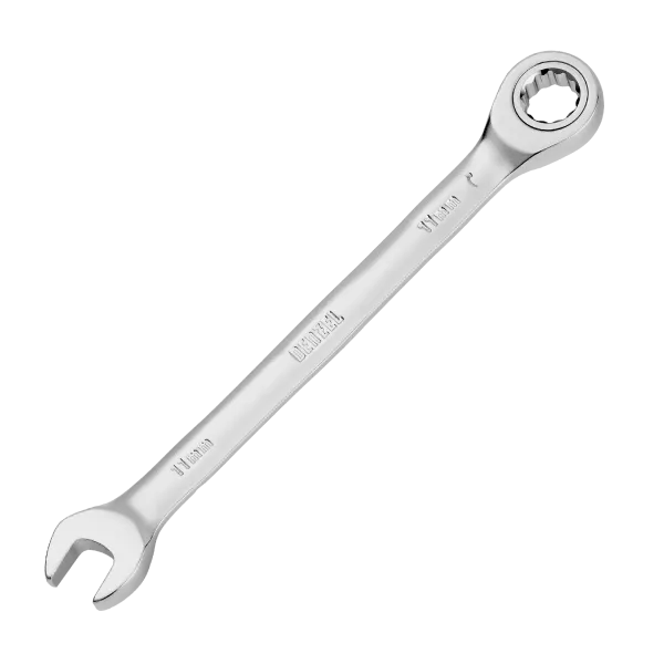 Ключ комбинированный трещоточный DENZEL, 11 мм, CrV, матовый хром