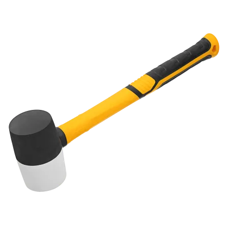 Киянка резиновая DENZEL 225 г, черно-белая, фибергласовая рукоятка c TPR покрытием