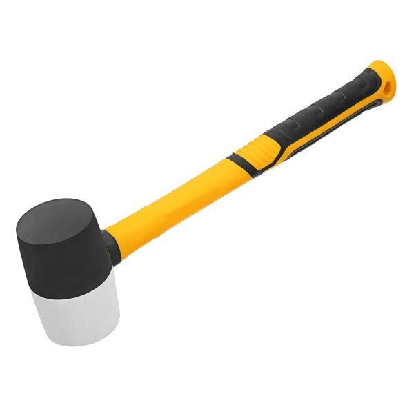 Киянка резиновая DENZEL 225 г, черно-белая, фибергласовая рукоятка c TPR покрытием