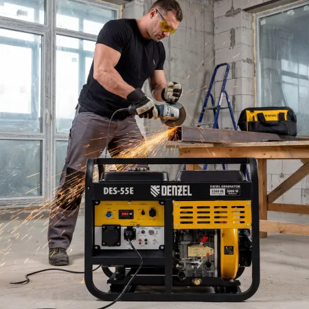 Генератор дизельный DENZEL DES-55E, 5,5 кВт, 230 В, 11 л, электростартер