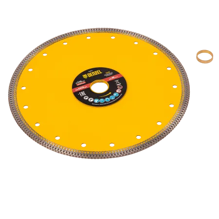 Диск алмазный отрезной DENZEL 230 х 22,2мм, сплошной, супертонкий, горячий пресс, сухой/мокрый рез