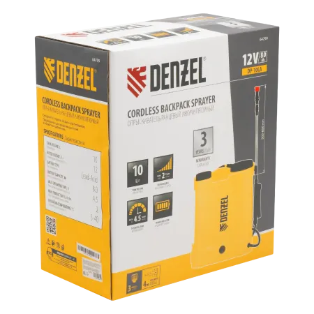 Опрыскиватель ранцевый аккумуляторный DENZEL DP-10LA, 10 л, 12 В, 8 Ач