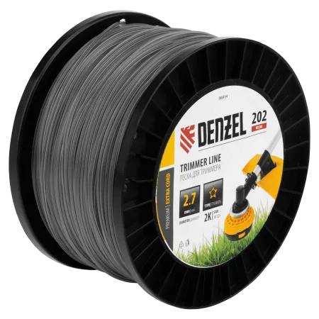 Леска для триммера DENZEL двухкомпонентная звезда, 2,7мм х 202м, на DIN катушке EXTRA CORD