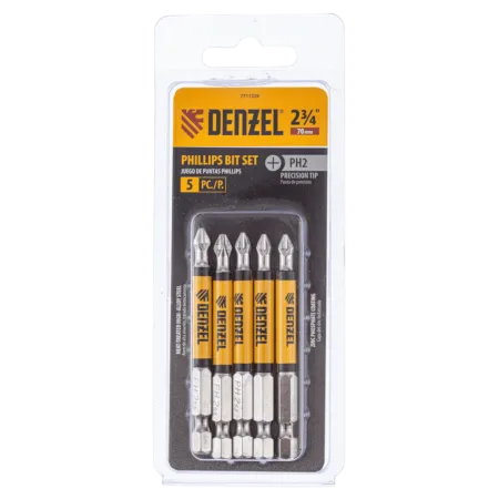 Набор бит DENZEL PH2x2х70 мм, 5 шт.