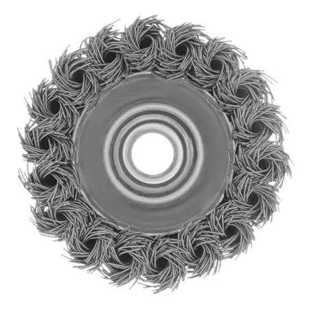 Щетка для УШМ DENZEL 746243, 75 мм, «чашка», крученая нержавеющая проволока 0.5 мм, М14