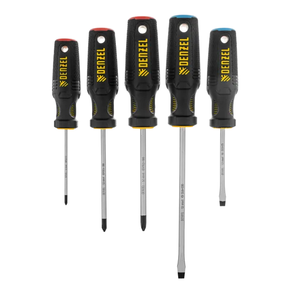 Набор отверток DENZEL 5 шт., PH+SL, S2, 3к рукоятка