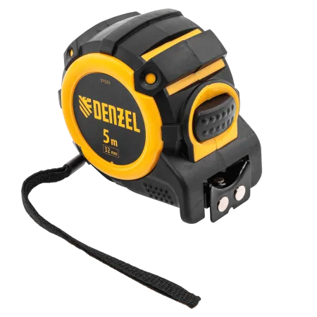Рулетка DENZEL 31523 5м х 32мм, автоматич. фиксац., нейлон. покрытие, магнит. зацеп, двухстор. разметка
