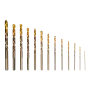 Набор сверл по металлу DENZEL, 1,5-6,5мм, Р6М5К8-TiN, Golden Tip, 13 шт