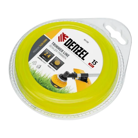Леска для триммера DENZEL Flex Сord 96108, 2.4 мм x 15 м, круглая, блистер