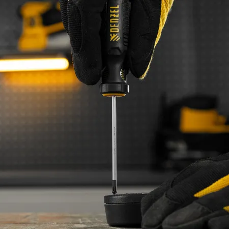 Отвертка DENZEL PH0х75 мм, S2, 3к рукоятка