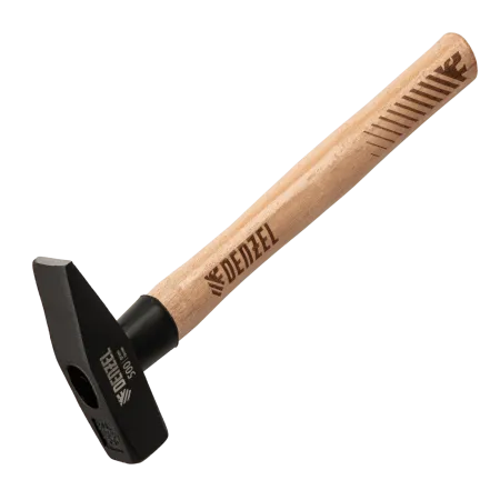 Молоток слесарный DENZEL 500 г, кованый квадратный боек, буковая рукоятка