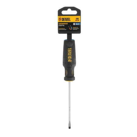 Отвертка DENZEL SL4х100 мм, CrV, трехкомпонентная рукоятка