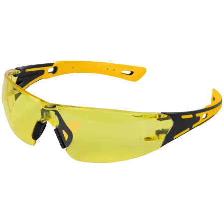 Очки защитные DENZEL открытые, поликарбонатные, желтая линза, 2х комп.дужки