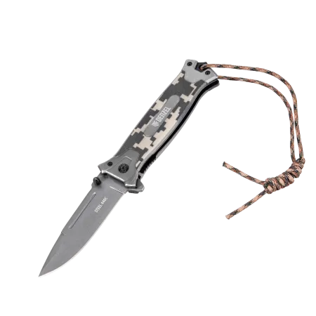 Нож складной DENZEL многоцелевой, системы Liner-Lock, с накладкой G10 на прямой рук-ке+стеклобой