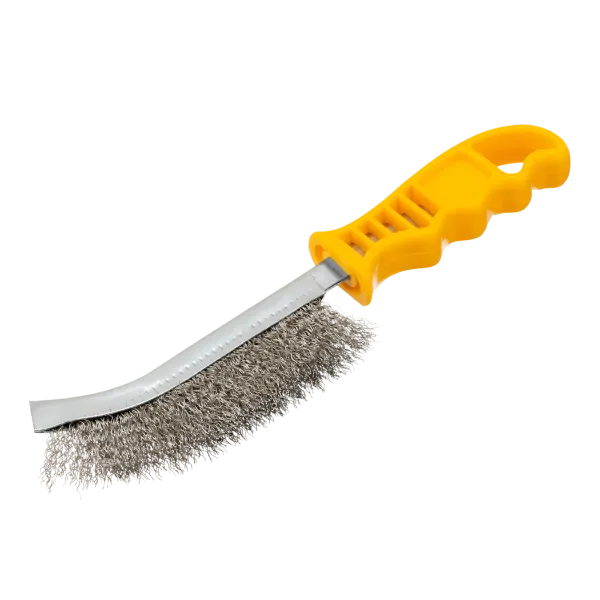 Щетка металлическая с пластмассовой ручкой DENZEL, нержавеющая проволока