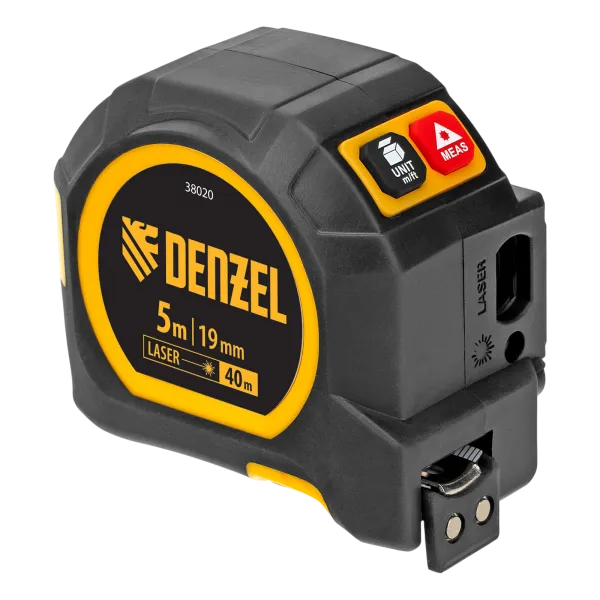 Лазерный дальномер с рулеткой LT-40 DENZEL 5м x 19 мм, дальномер 40м, автомат. фиксация