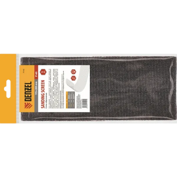 Сетка абразивная DENZEL 75167, P60, 115 x 280 мм, 5 шт.