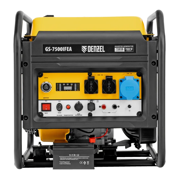 Генератор инверторный DENZEL GS-7500iFEA, 7,5 кВт, 230 В, открытый корпус, электростартер, ATS
